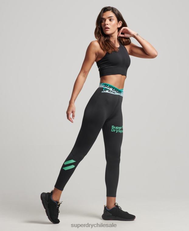 mujer Superdry negro leggins 7/8 cruzados de entrenamiento 2R68Z4046