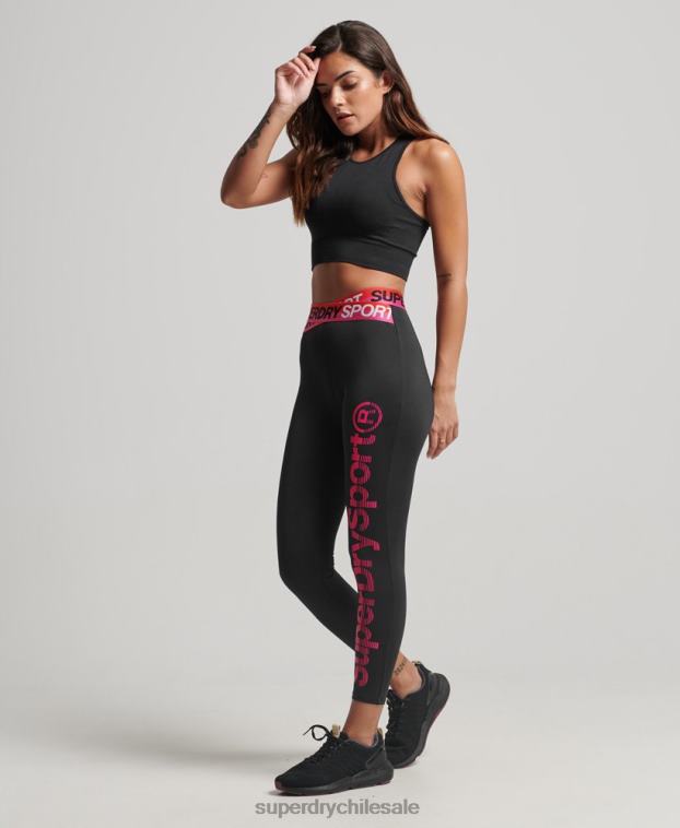 mujer Superdry negro leggins 7/8 cruzados de entrenamiento 2R68Z4065