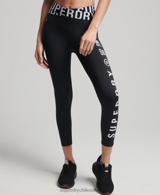 mujer Superdry negro leggins 7/8 cruzados de entrenamiento 2R68Z4068