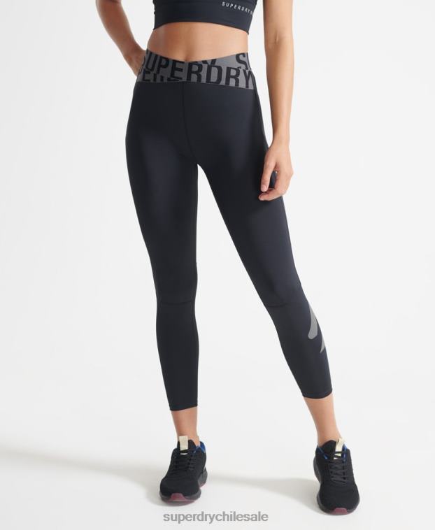 mujer Superdry negro leggins 7/8 cruzados de entrenamiento 2R68Z4083