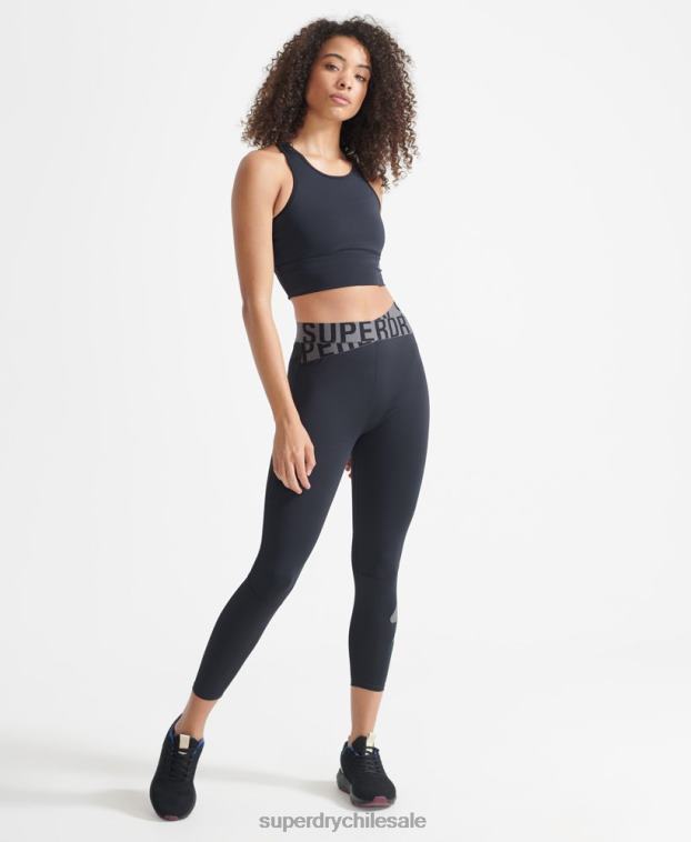 mujer Superdry negro leggins 7/8 cruzados de entrenamiento 2R68Z4083