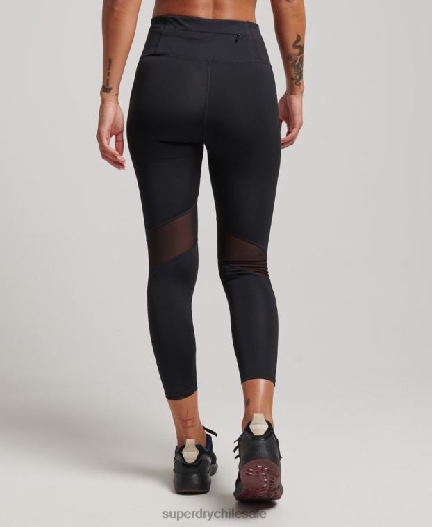 mujer Superdry negro leggins 7/8 de malla de entrenamiento 2R68Z4080