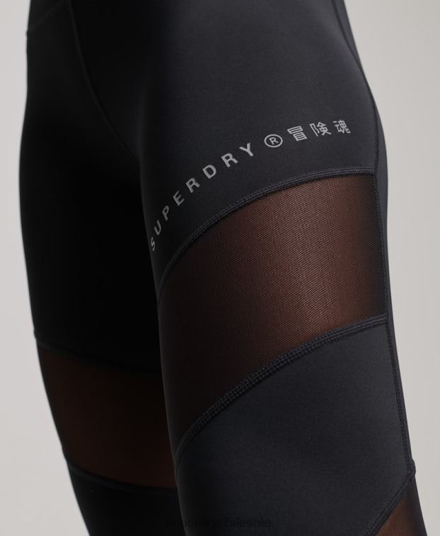 mujer Superdry negro leggins 7/8 de malla de entrenamiento 2R68Z4080