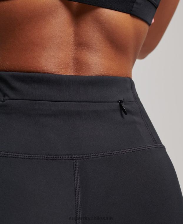 mujer Superdry negro leggins 7/8 de malla de entrenamiento 2R68Z4080