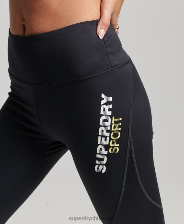 mujer Superdry negro leggins ajustados core 7/8 2R68Z4071