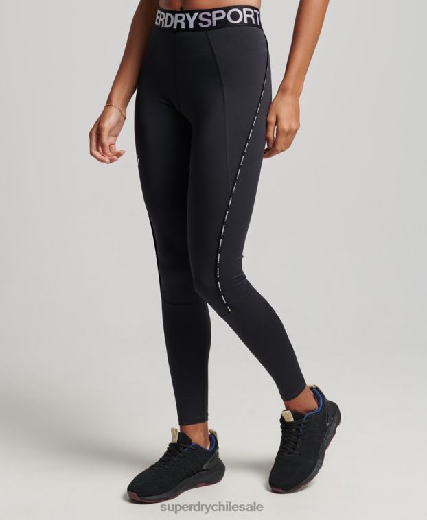 mujer Superdry negro leggins ajustados elásticos con la marca del tren 2R68Z4082
