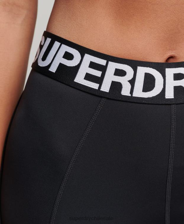 mujer Superdry negro leggins ajustados elásticos con la marca del tren 2R68Z4082
