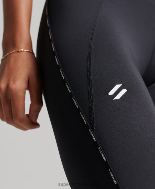 mujer Superdry negro leggins ajustados elásticos con la marca del tren 2R68Z4082