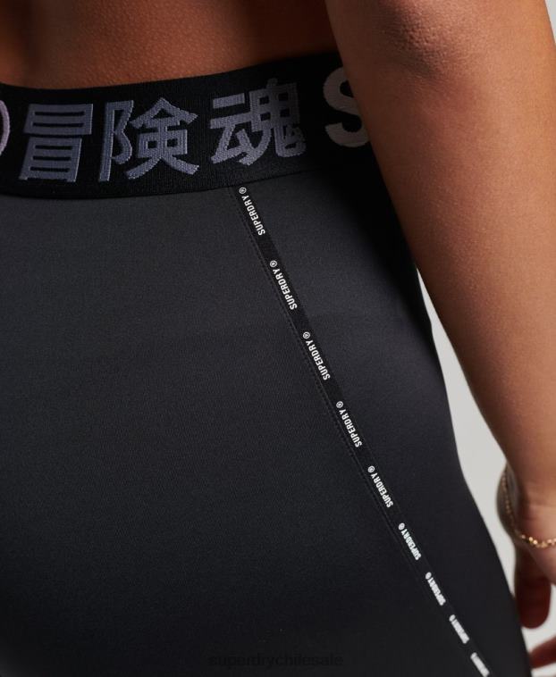 mujer Superdry negro leggins ajustados elásticos con la marca del tren 2R68Z4082