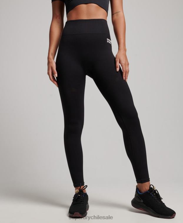 mujer Superdry negro leggins ajustados sin costuras 2R68Z4051