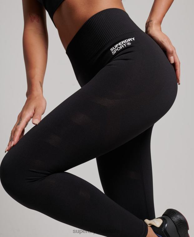 mujer Superdry negro leggins ajustados sin costuras 2R68Z4051