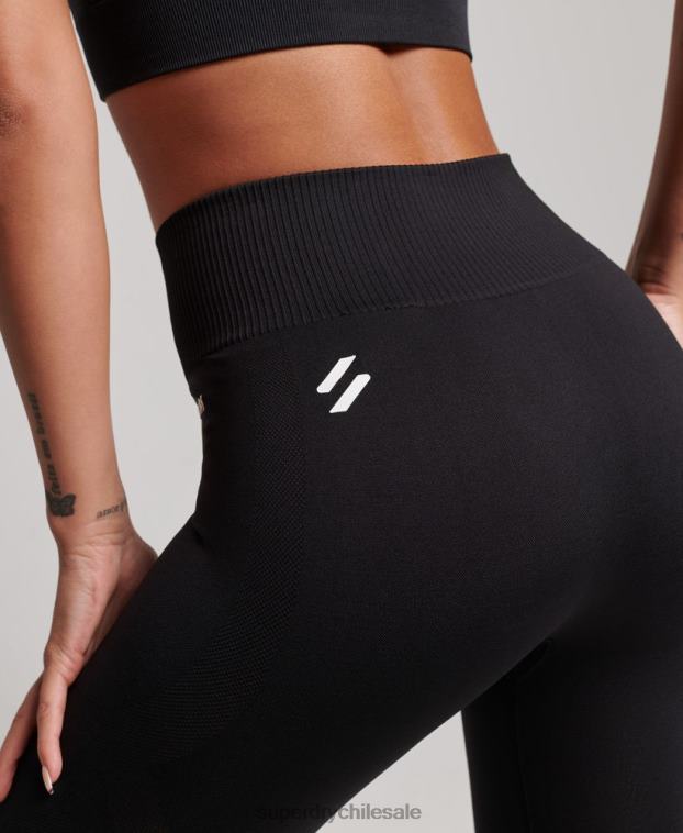 mujer Superdry negro leggins ajustados sin costuras 2R68Z4051