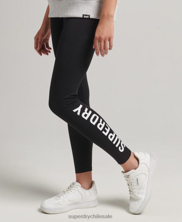 mujer Superdry negro leggins elásticos con gráfico del logo 2R68Z6661