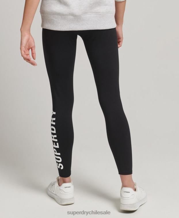 mujer Superdry negro leggins elásticos con gráfico del logo 2R68Z6661