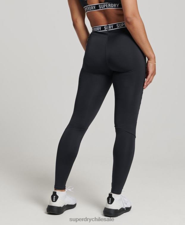 mujer Superdry negro leggins elásticos con logo de tren 2R68Z4086