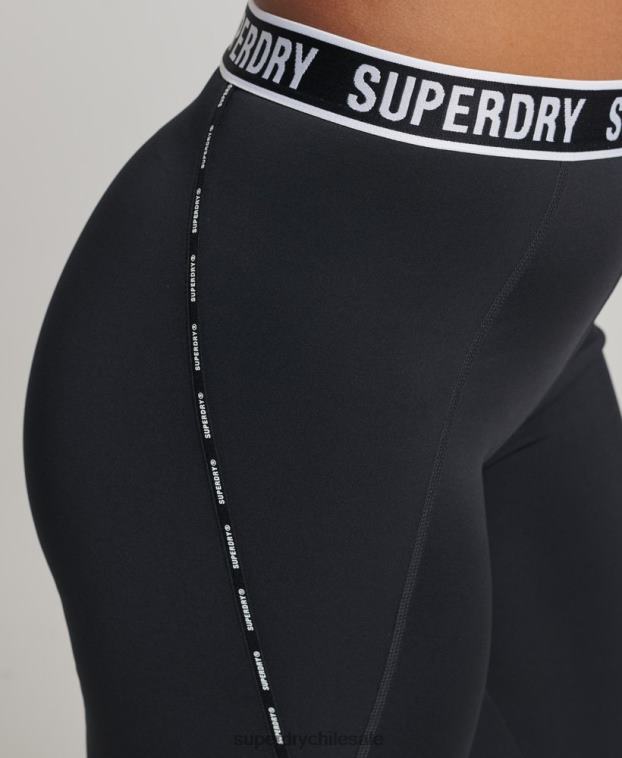 mujer Superdry negro leggins elásticos con logo de tren 2R68Z4086