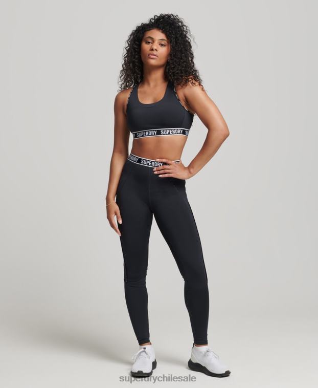 mujer Superdry negro leggins elásticos con logo de tren 2R68Z4086