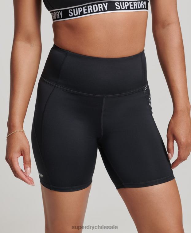 mujer Superdry negro pantalones cortos ajustados de 6 pulgadas 2R68Z3134