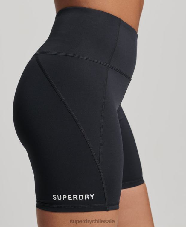 mujer Superdry negro pantalones cortos ajustados de 6 pulgadas 2R68Z3134