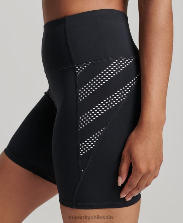 mujer Superdry negro pantalones cortos ajustados de 6 pulgadas 2R68Z3134
