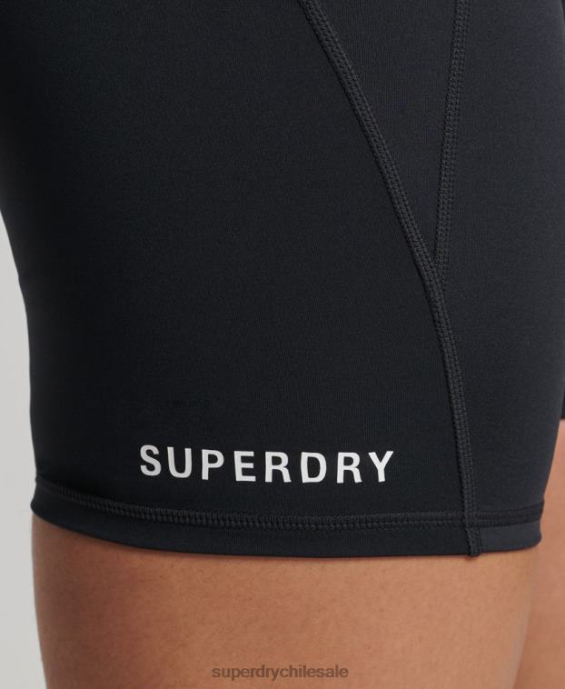 mujer Superdry negro pantalones cortos ajustados de 6 pulgadas 2R68Z3134