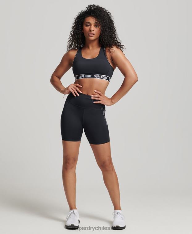 mujer Superdry negro pantalones cortos ajustados de 6 pulgadas 2R68Z3134