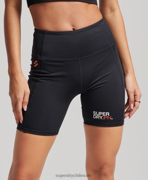 mujer Superdry negro pantalones cortos ajustados de seis pulgadas 2R68Z3126