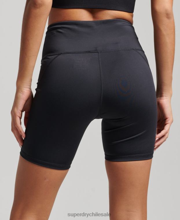 mujer Superdry negro pantalones cortos ajustados de seis pulgadas 2R68Z3126