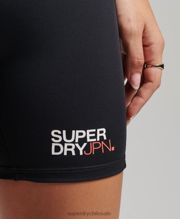 mujer Superdry negro pantalones cortos ajustados de seis pulgadas 2R68Z3126