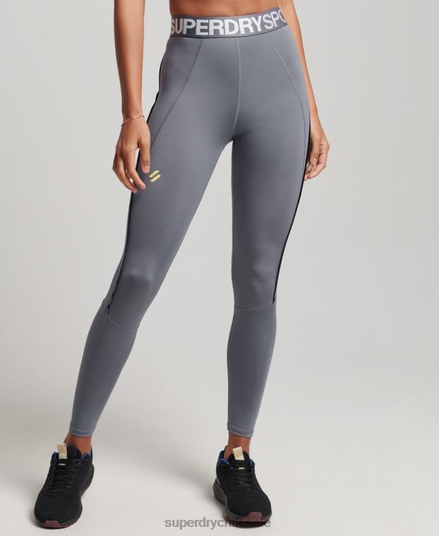 mujer Superdry púrpura leggins ajustados elásticos con la marca del tren 2R68Z4077