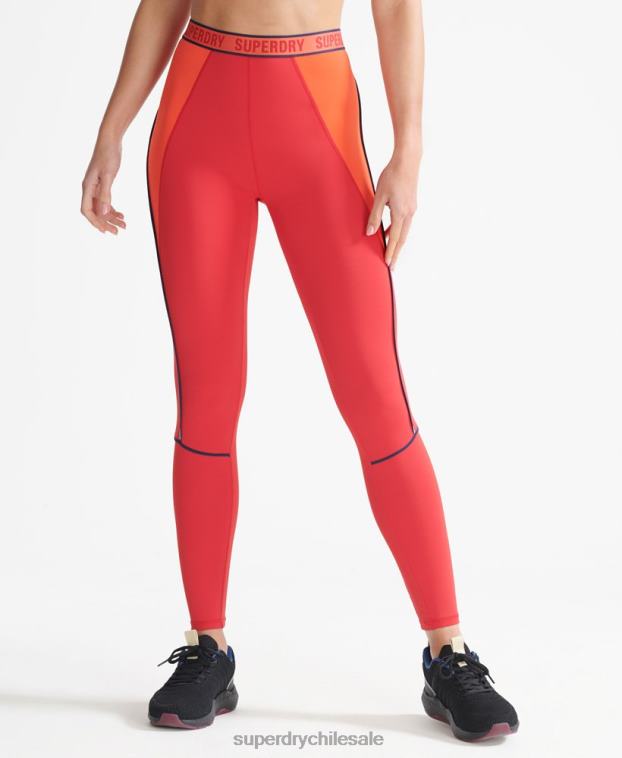 mujer Superdry rojo leggins ajustados elásticos con la marca del tren 2R68Z4085