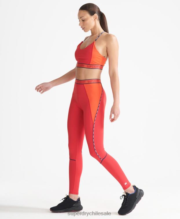 mujer Superdry rojo leggins ajustados elásticos con la marca del tren 2R68Z4085