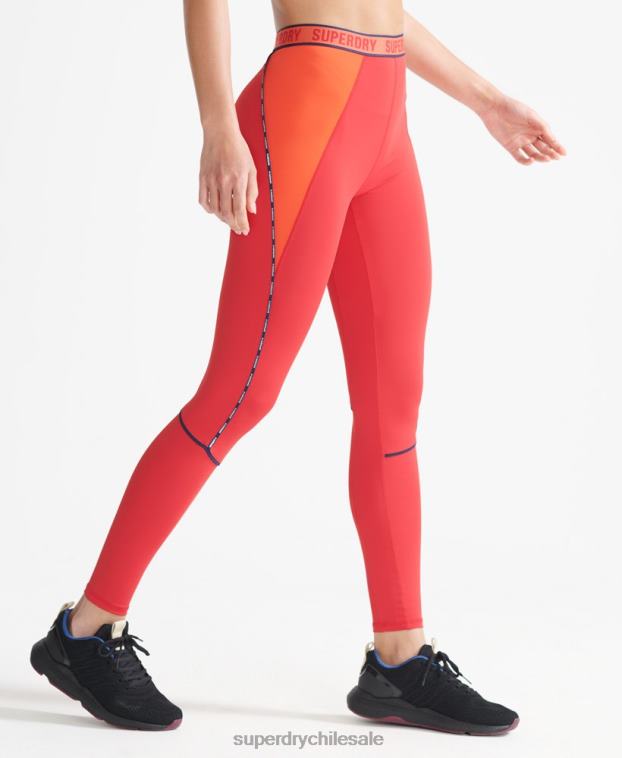 mujer Superdry rojo leggins ajustados elásticos con la marca del tren 2R68Z4085