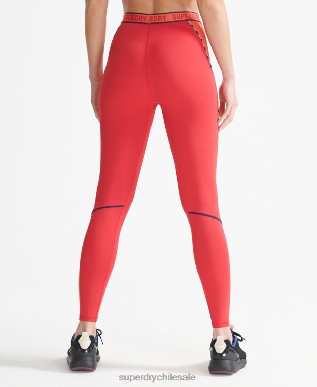 mujer Superdry rojo leggins ajustados elásticos con la marca del tren 2R68Z4085