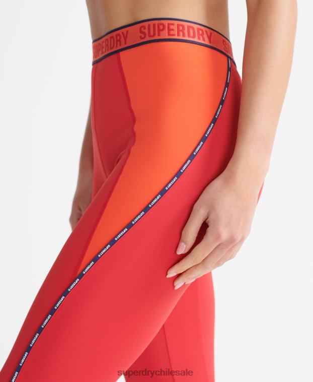 mujer Superdry rojo leggins ajustados elásticos con la marca del tren 2R68Z4085