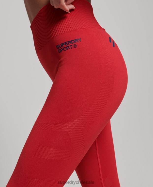 mujer Superdry rojo leggins ajustados sin costuras 2R68Z4055
