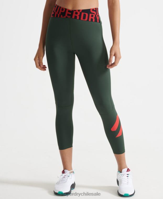 mujer Superdry verde leggins 7/8 cruzados de entrenamiento 2R68Z4087