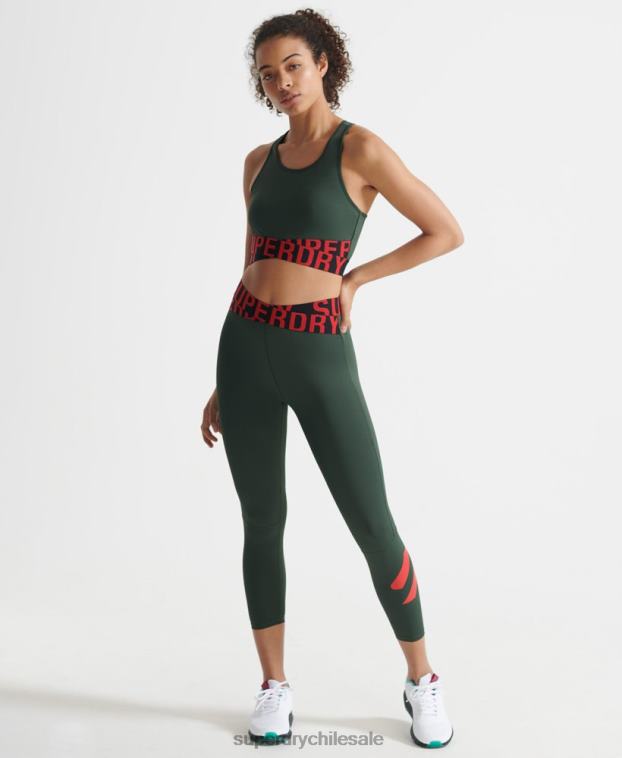 mujer Superdry verde leggins 7/8 cruzados de entrenamiento 2R68Z4087