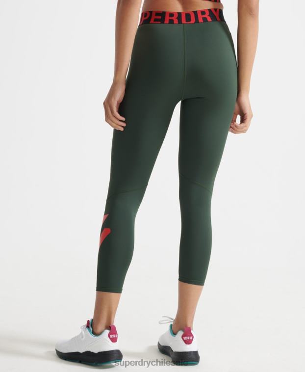 mujer Superdry verde leggins 7/8 cruzados de entrenamiento 2R68Z4087