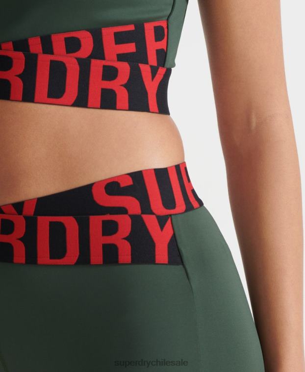 mujer Superdry verde leggins 7/8 cruzados de entrenamiento 2R68Z4087