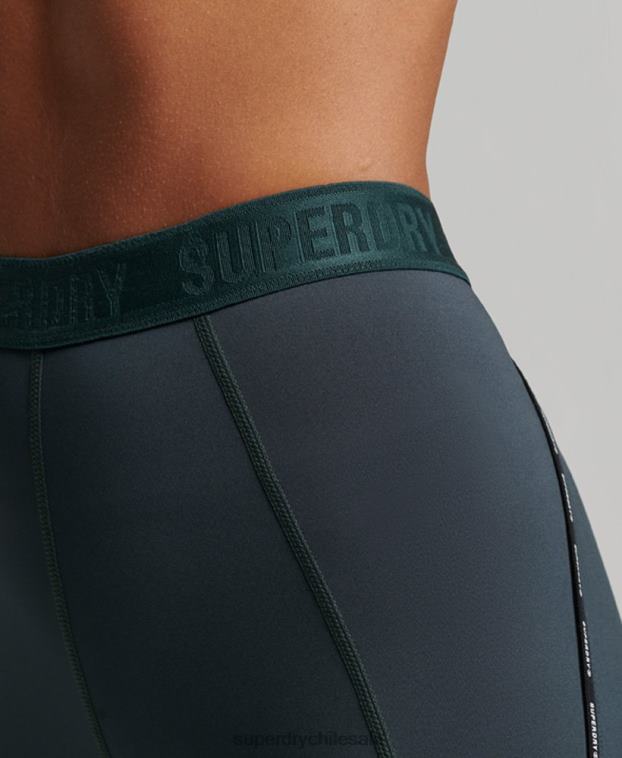 mujer Superdry verde leggins elásticos con logo de tren 2R68Z4072