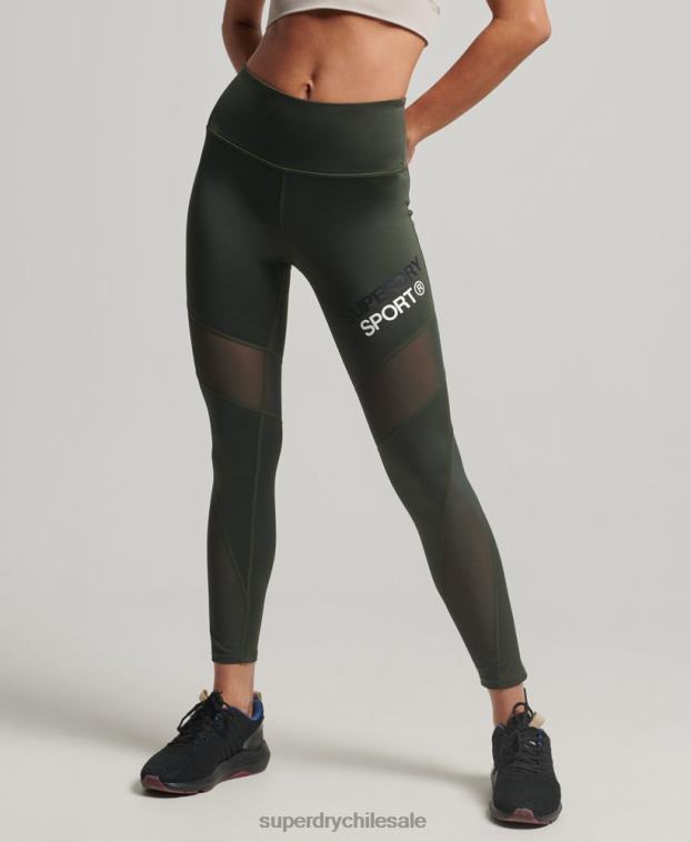 mujer Superdry verde mallas de entrenamiento de malla 7/8 2R68Z4078