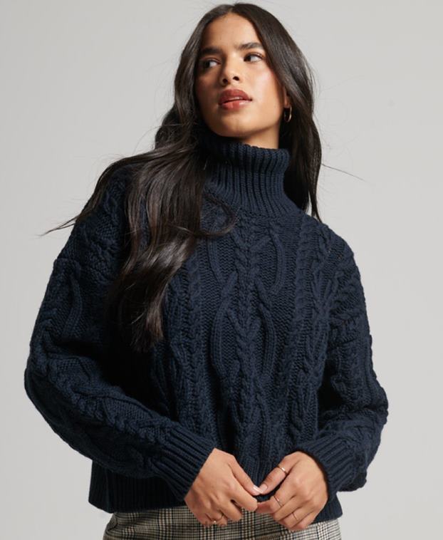 mujer Superdry Armada jersey de ochos con cuello de polo 2R68Z3991
