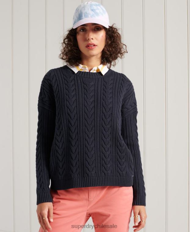 mujer Superdry Armada jersey de ochos con hombros caídos y cuello redondo 2R68Z4028