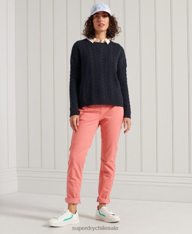 mujer Superdry Armada jersey de ochos con hombros caídos y cuello redondo 2R68Z4028