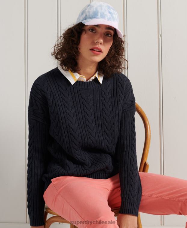 mujer Superdry Armada jersey de ochos con hombros caídos y cuello redondo 2R68Z4028