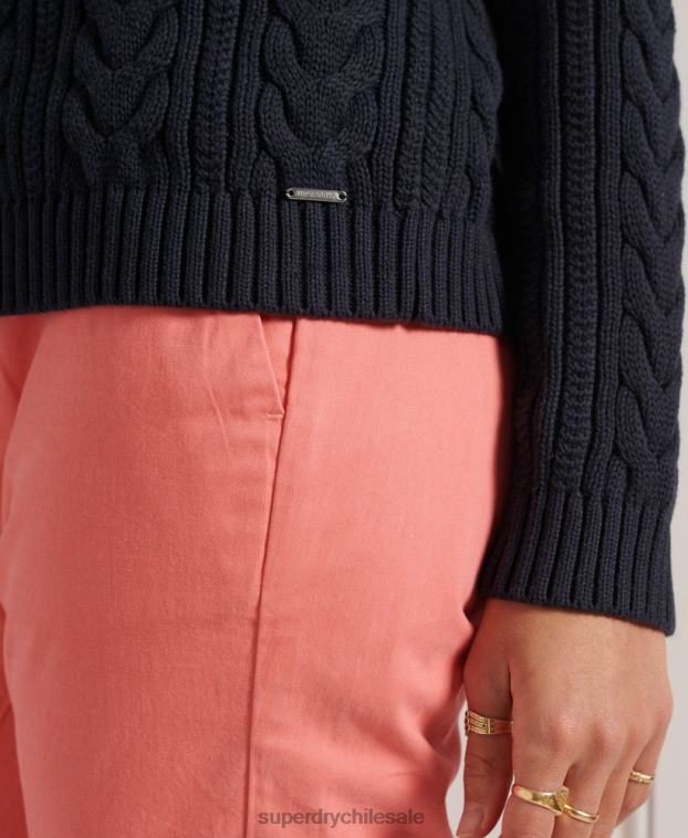 mujer Superdry Armada jersey de ochos con hombros caídos y cuello redondo 2R68Z4028