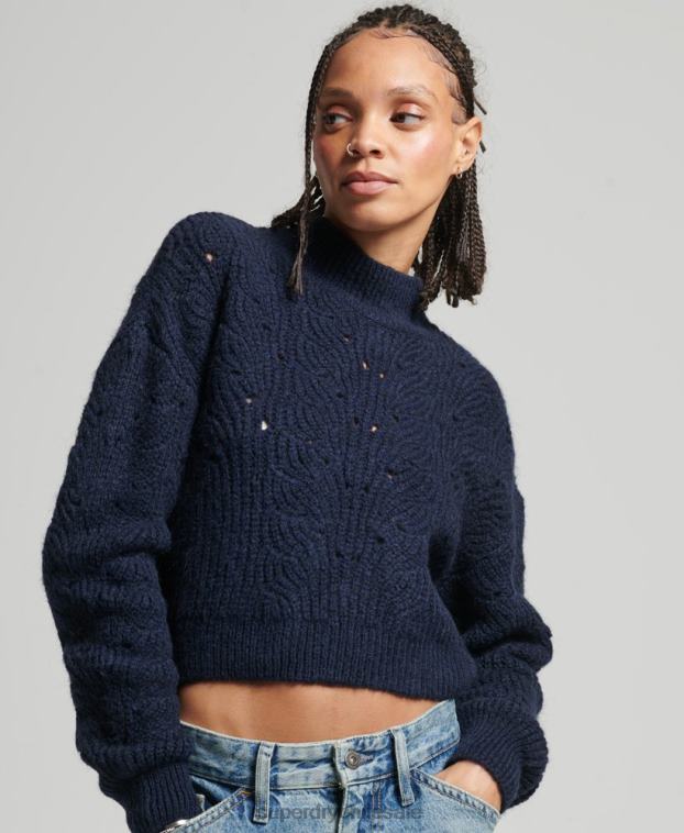 mujer Superdry Armada jersey de ochos en punto pointelle 2R68Z3955