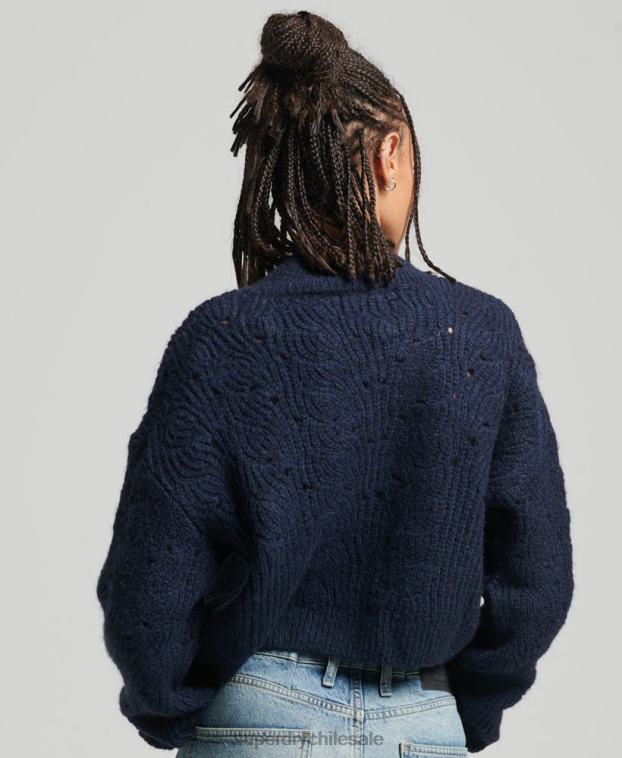 mujer Superdry Armada jersey de ochos en punto pointelle 2R68Z3955