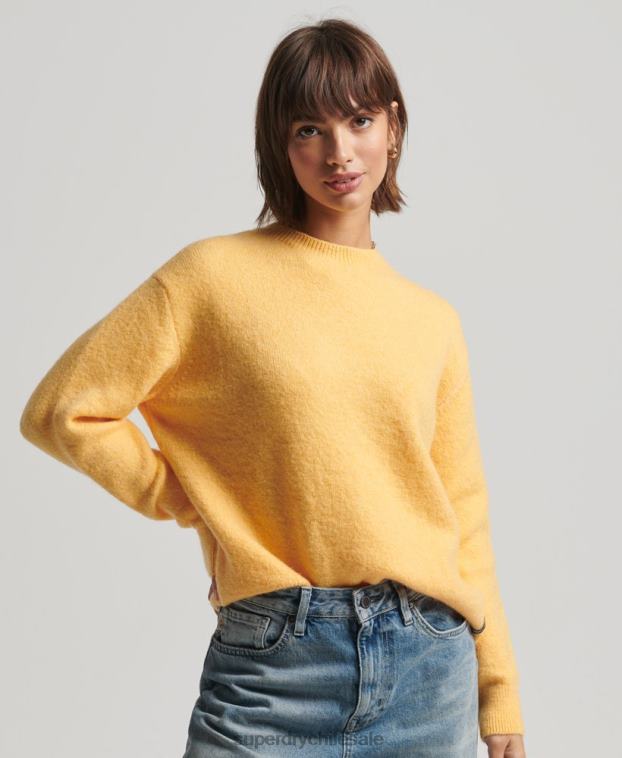 mujer Superdry amarillo jersey de cuello redondo supersuave esencial 2R68Z3981